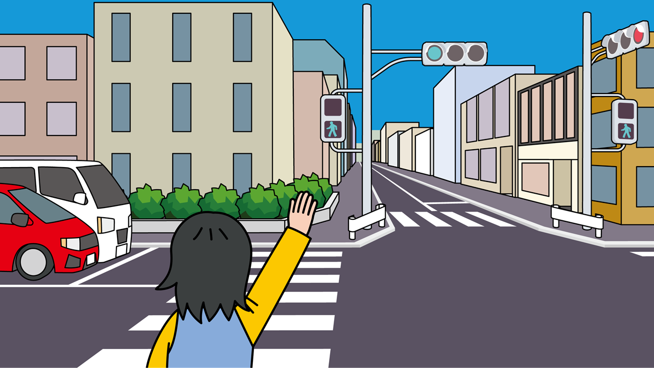 【ばめん2】 しんごうのある こうさてん（イラスト版）